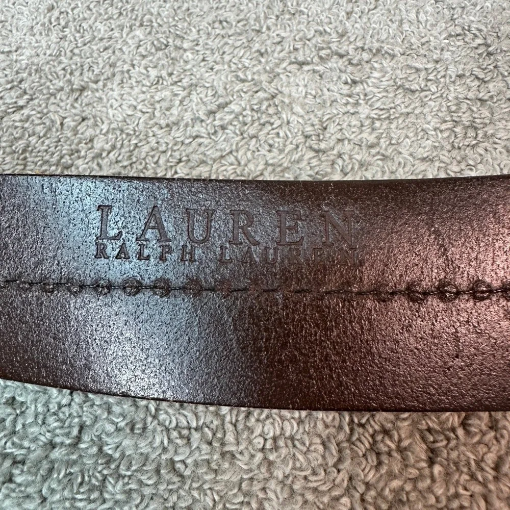 Lauren Ralph Lauren Burgundy Brown Leather Belt Gold Buckle LRL 412076331-213